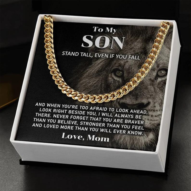 14K Single Circle Dense Chain Cuban Link Chain Male Titanium Steel Necklace Bracelet Gift For Son