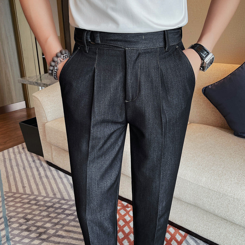 Summer New Pure Color Casual Versatile Cropped Pants For Men