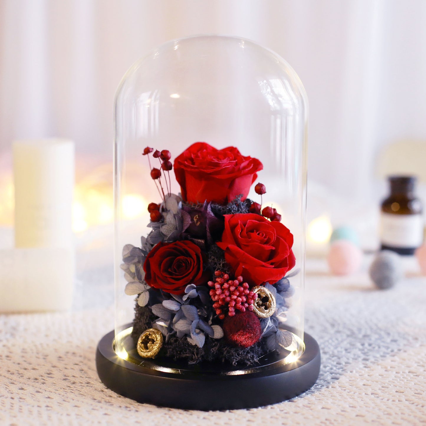 Valentine's Day Birthday Gift Gift Box Glass Cover Big Rose Immortal Flower