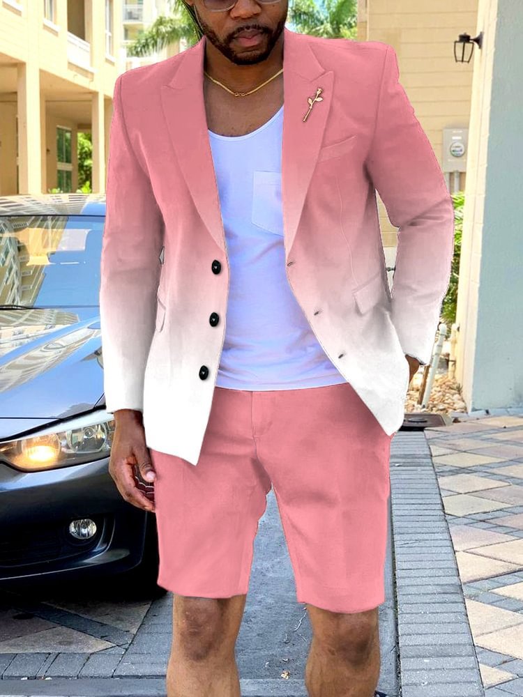 British Style Casual Gradient Color Suit Shorts Suit Men