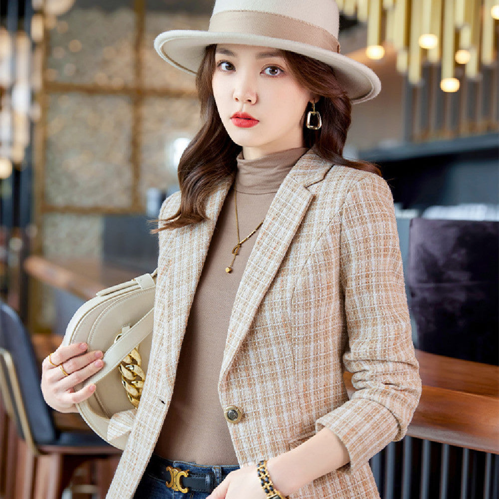 Plaid Suit Coat For Women