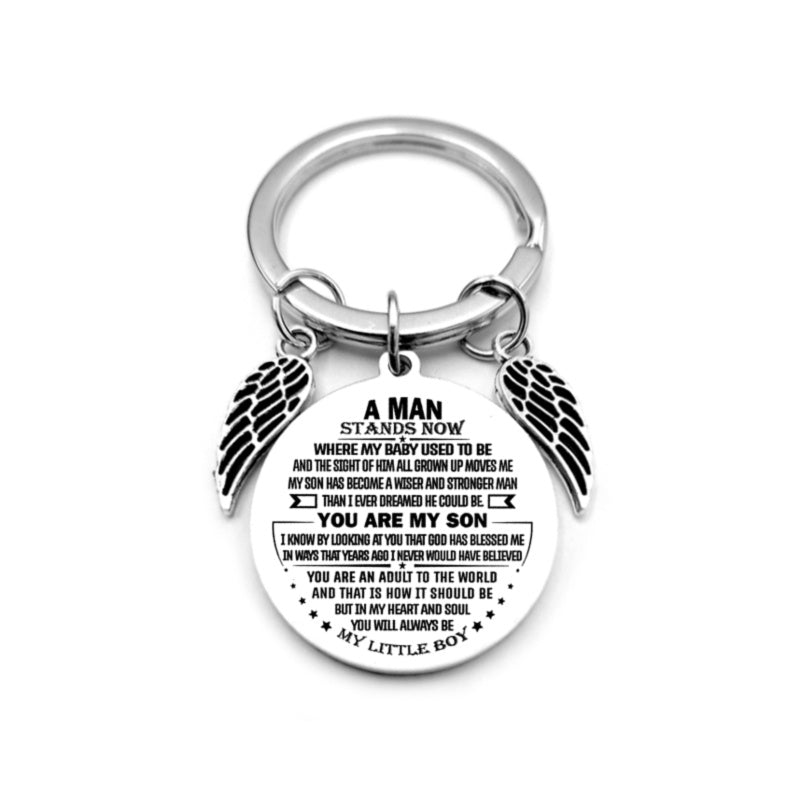 Angel Wings Heart To My Son Inspirational Keychain