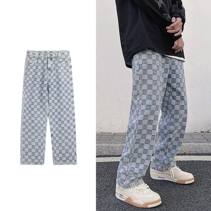 Jeans Men Ins Net Red Street Hip Hop Wide Leg Skateboard Trousers