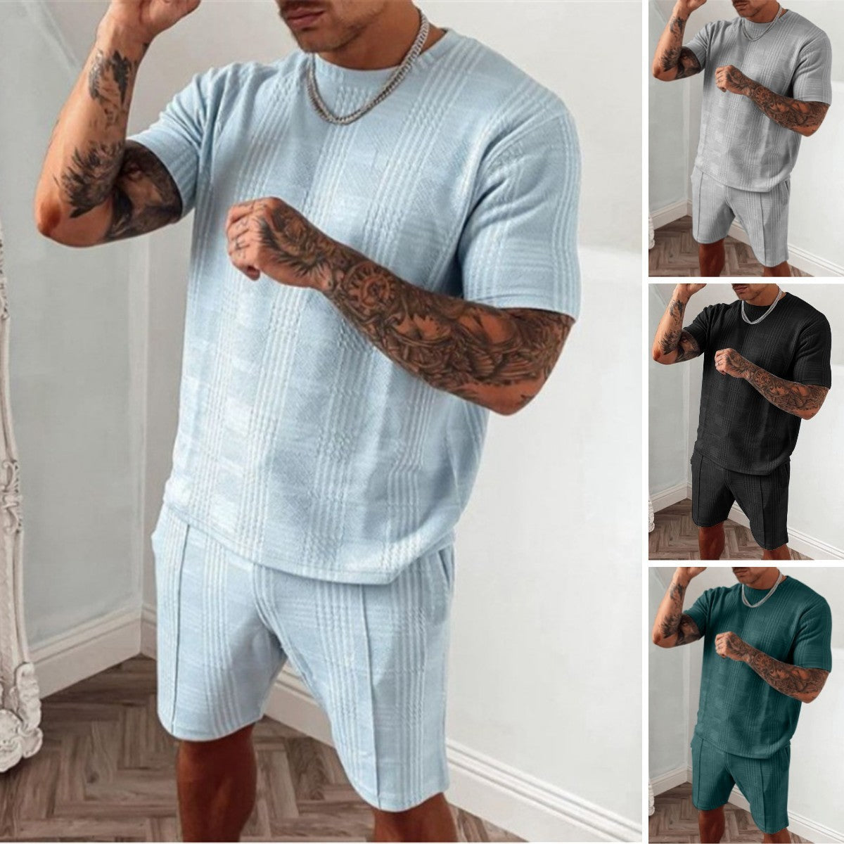 Men's Sports And Leisure Suit AliExpress Short Sleeve Shorts Suit