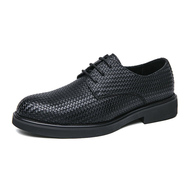 Plus Size 3D Woven Leather Shoes Men's Youth Platform British Shoes