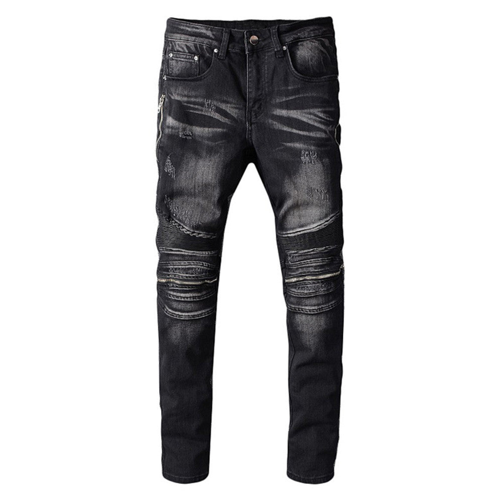 Men's Jeans Motorcycle Zipper High Street