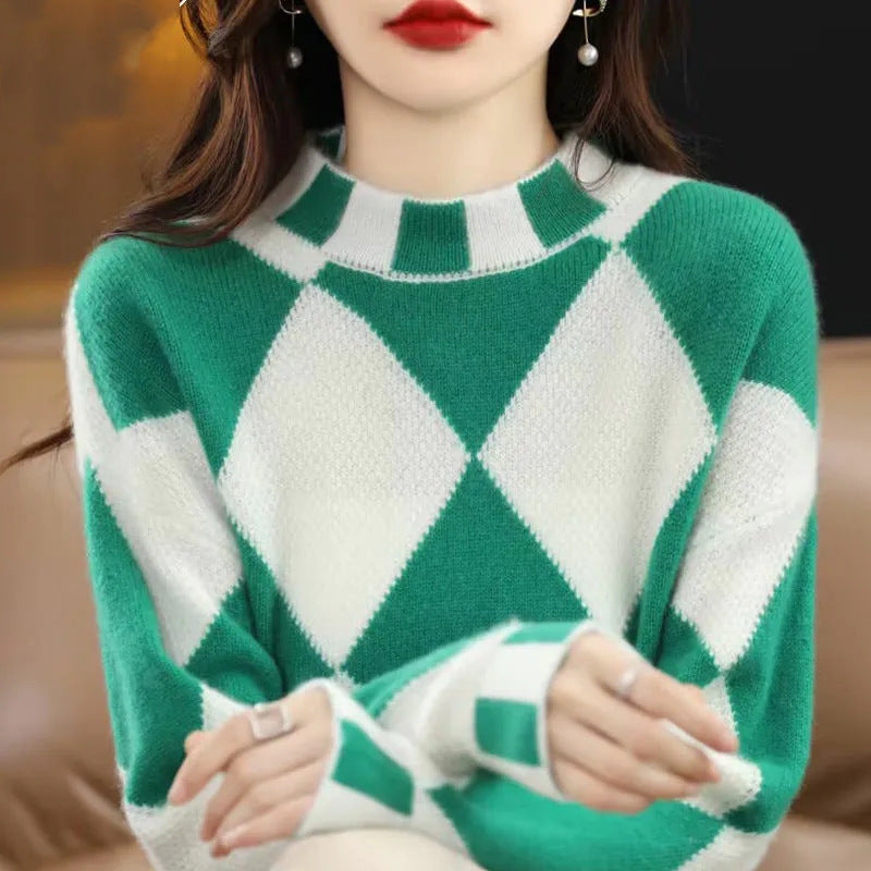 Mock Neck Sweater Bottoming Shirt New Color Matching