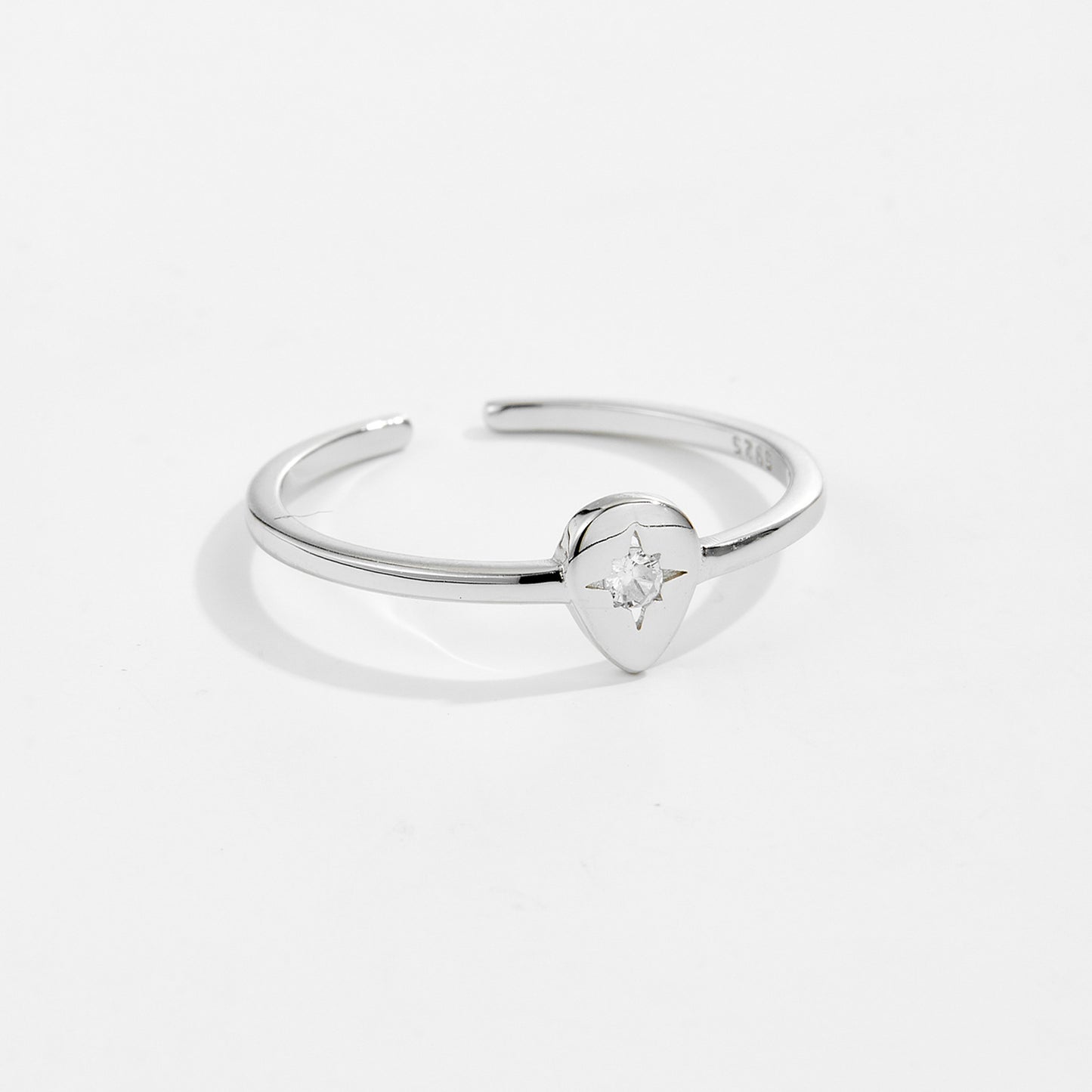 S925 Sterling Silver Eight Awn Star Micro Zircon Ring