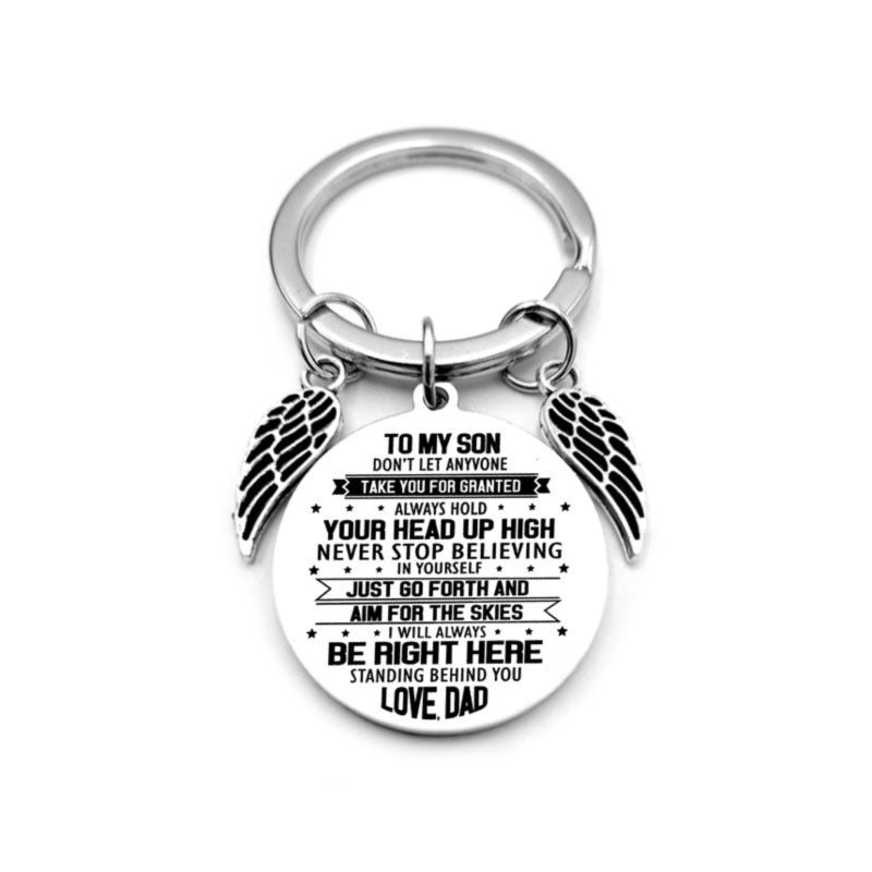 Angel Wings Heart To My Son Inspirational Keychain