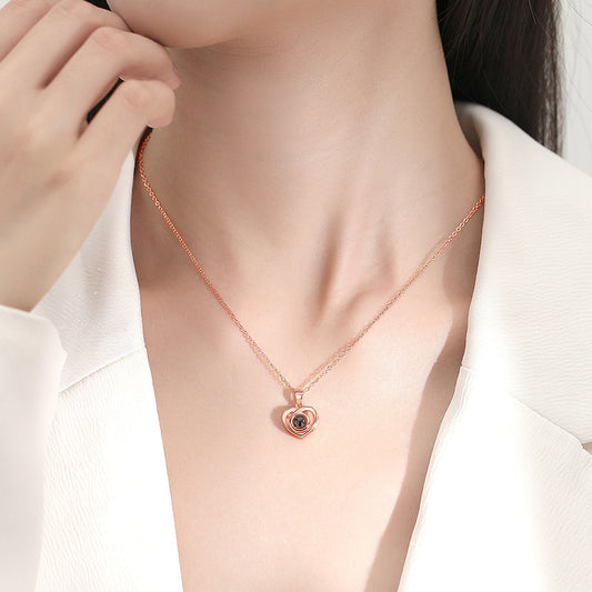 Love Shaped Projection Color Picture Necklace For Women