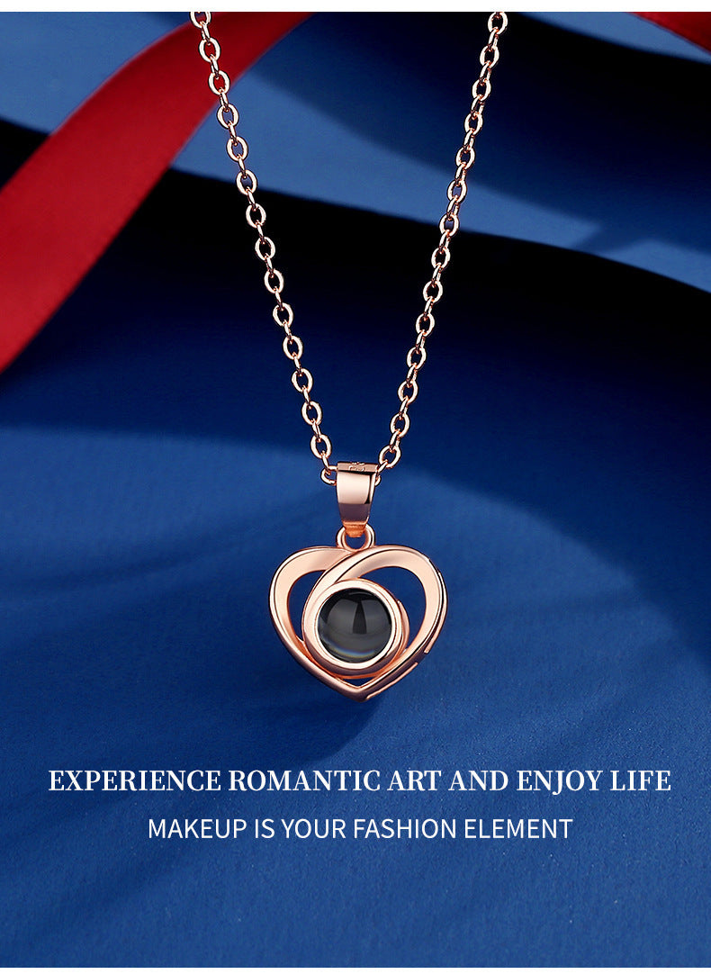 Love Shaped Projection Color Picture Necklace For Women