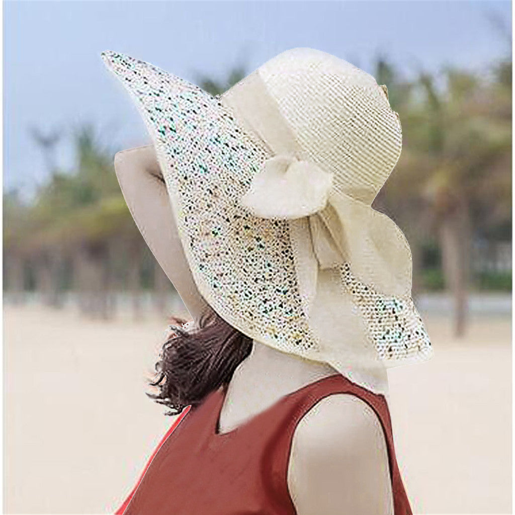 Beach Women's Sunscreen Large Brim Foldable Straw Hat