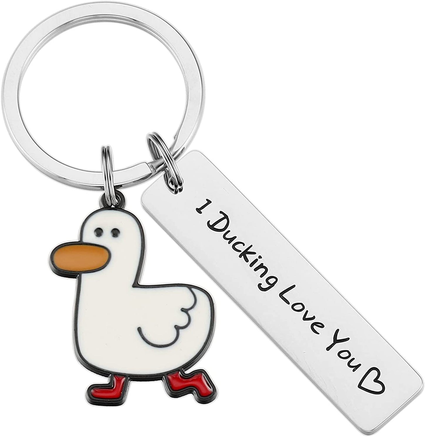 Cadeau d'amoureux drôle Canard Love You Mignon Canard Jeu de mots Porte-clés Couples Bijoux Cadeau de Saint-Valentin pour petit ami Petite amie