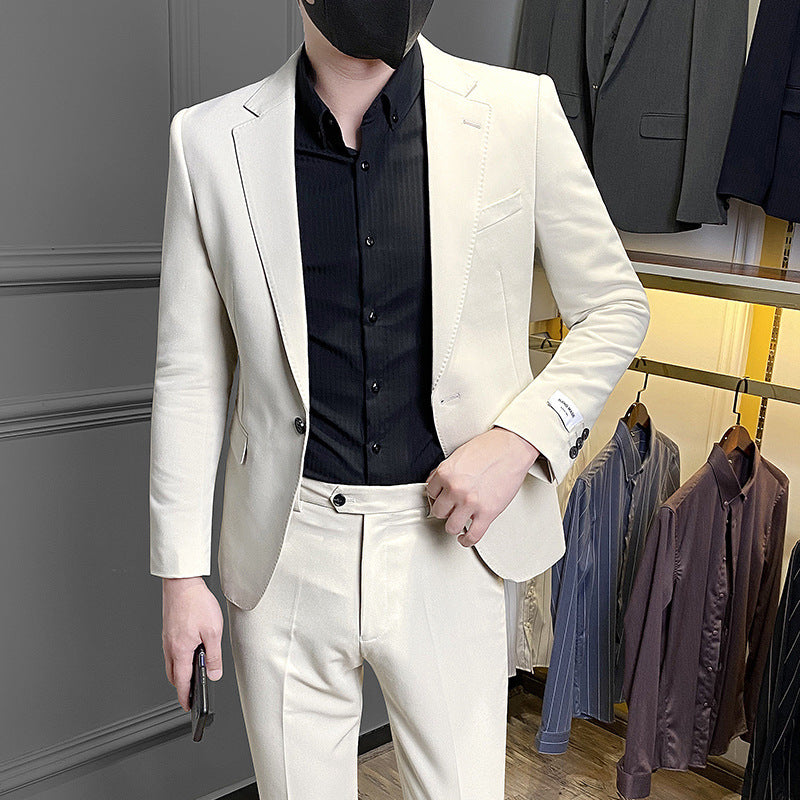 Costume d'affaires slim fit de style coréen pour hommes, costume décontracté