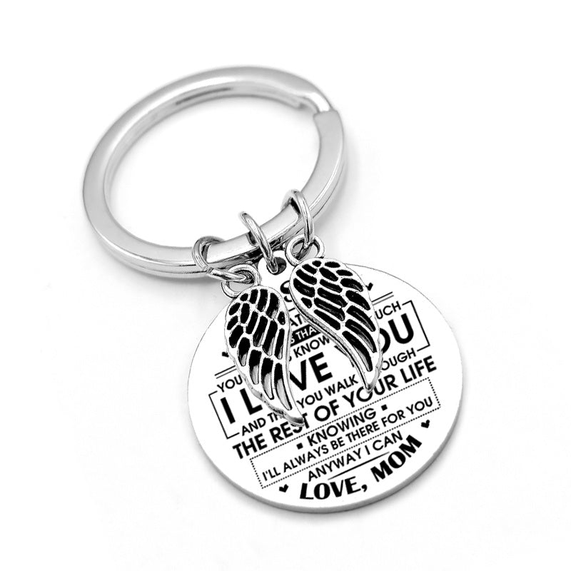 Angel Wings Heart To My Son Inspirational Keychain