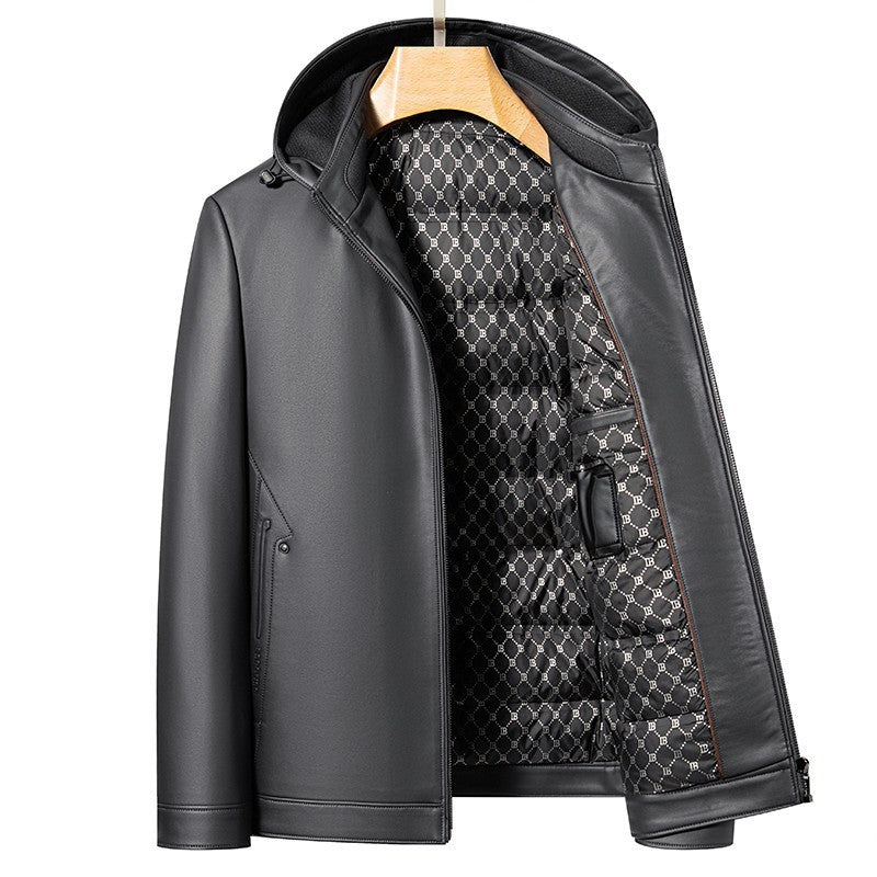 Fashion Personality Leather Down Jacket Men