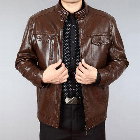 Middle Aged Men Fashion PU Jacket