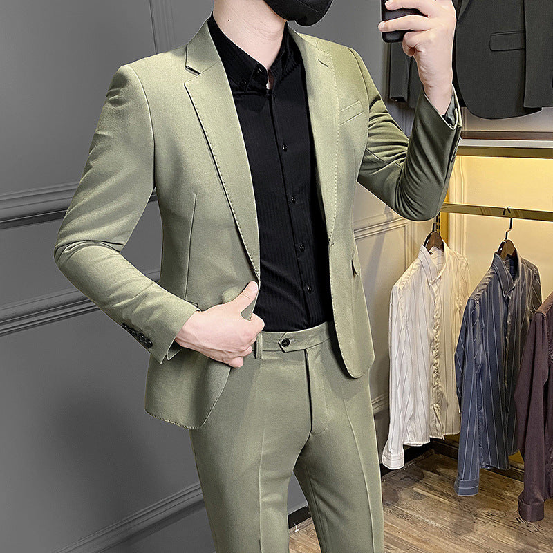 Costume d'affaires slim fit de style coréen pour hommes, costume décontracté