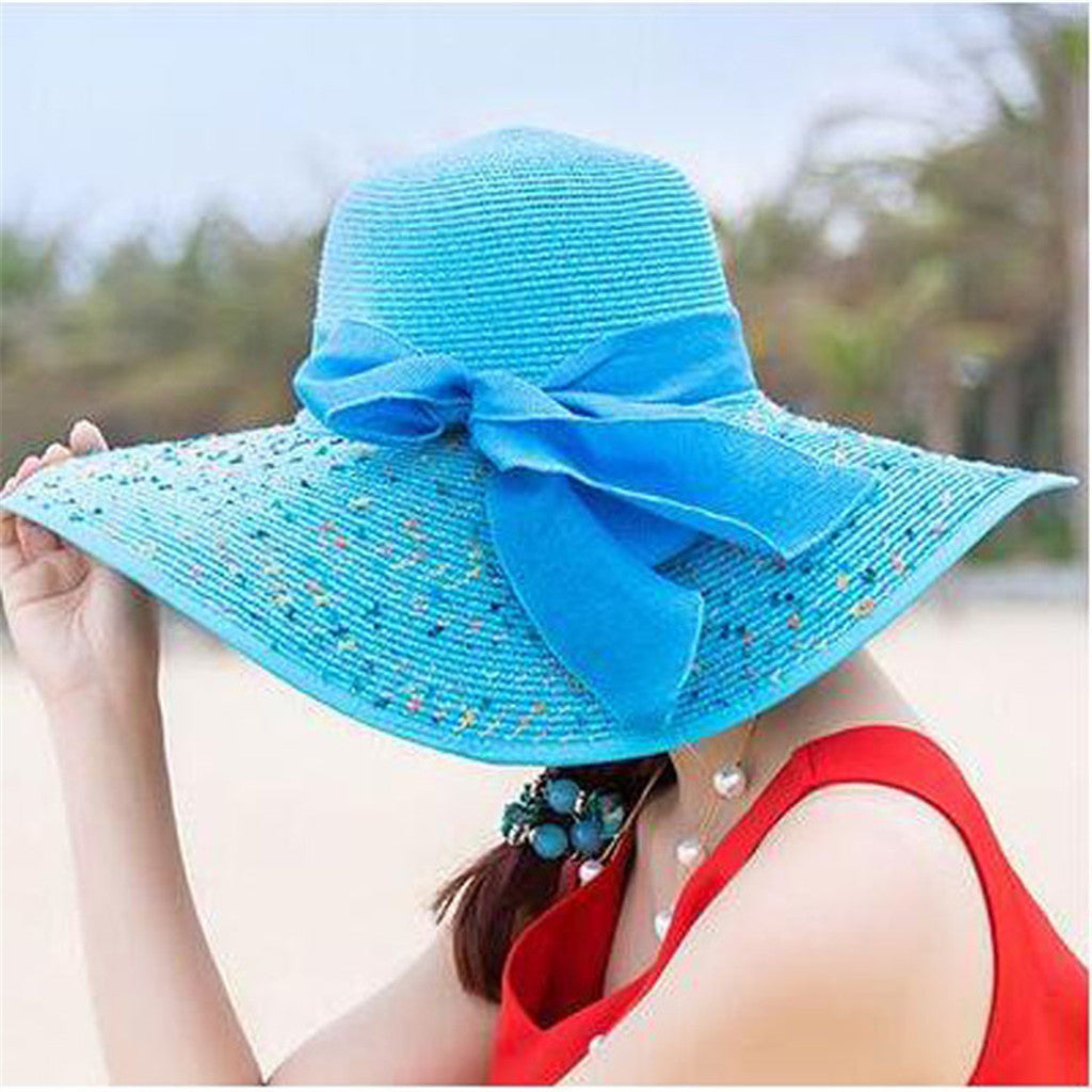 Beach Women's Sunscreen Large Brim Foldable Straw Hat